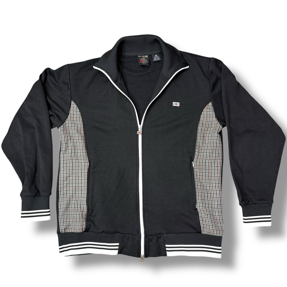 Reebok Classic Black Houndstooth Track Jacket Mens Large